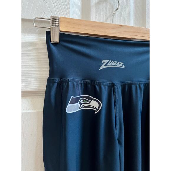 Zubaz Blue Side Green Mesh Panels NFL Seattle Seahawks Graphic Leggings Size XS - Picture 9 of 13